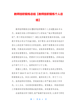 教师挂职锻炼总结【教师挂职锻炼个人总结】.docx