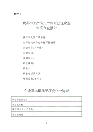 年度食品相关产品生产许可获证企业年度自查报告表.doc