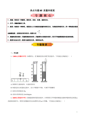 热点专题05 质量和密度(原卷版).pdf