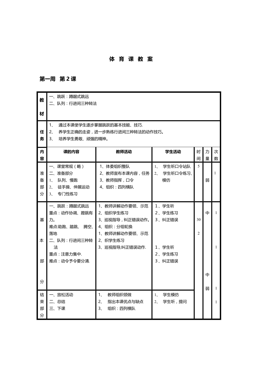 小学五年级体育上册教案全集(已整理).doc_第2页