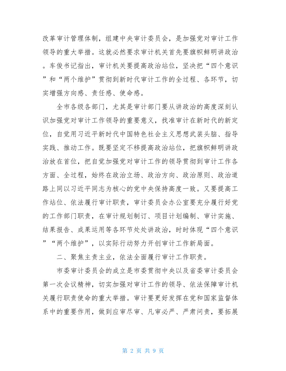 中央审计委员会第一会议讲话_在市委审计委员会第一次会议上的讲话.doc_第2页