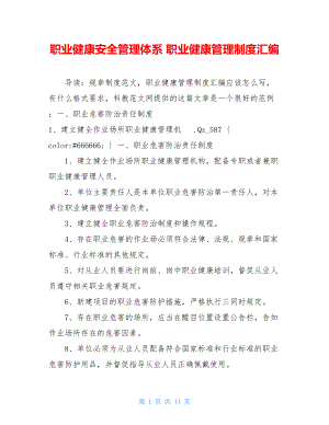 职业健康安全管理体系 职业健康管理制度汇编.doc