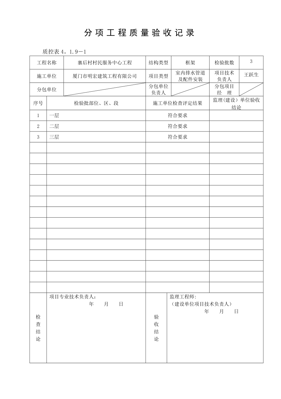 室内给排水分项工程质量验收记录.doc_第2页