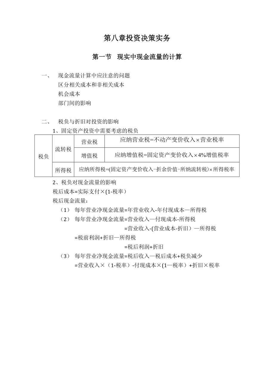 总结：第八章-投资决策实务.doc_第1页