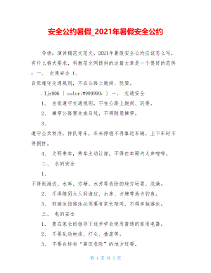 安全公约暑假_2021年暑假安全公约.doc