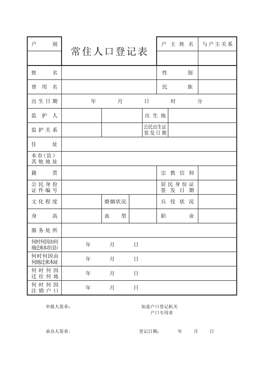 常住人口登记表16开.doc_第1页