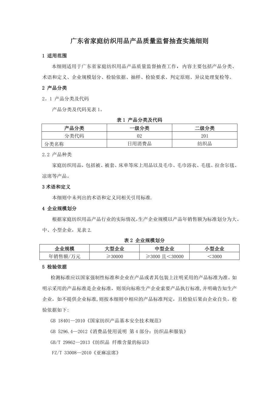 广东省家庭纺织用品产品质量监督抽查实施细则.doc_第1页