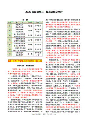 2022年深圳高三一模高分作文点评（7篇）.docx