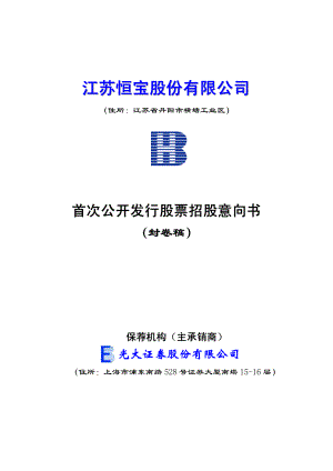 恒宝股份：首次公开发行股票招股意向书.PDF