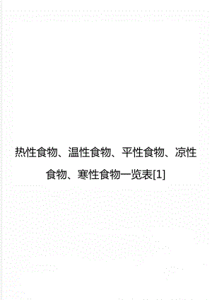 热性食物、温性食物、平性食物、凉性食物、寒性食物一览表[1].doc