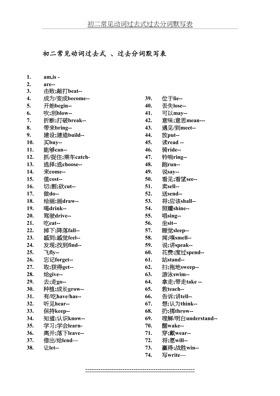 初二常见动词过去式过去分词默写表.doc_第2页