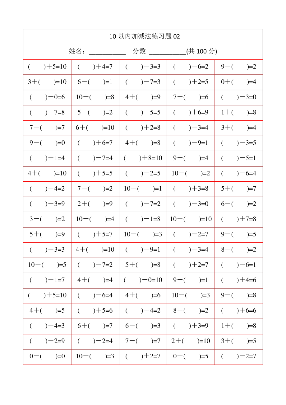 (完整word版)幼儿10以内加减法-打印版.pdf_第2页