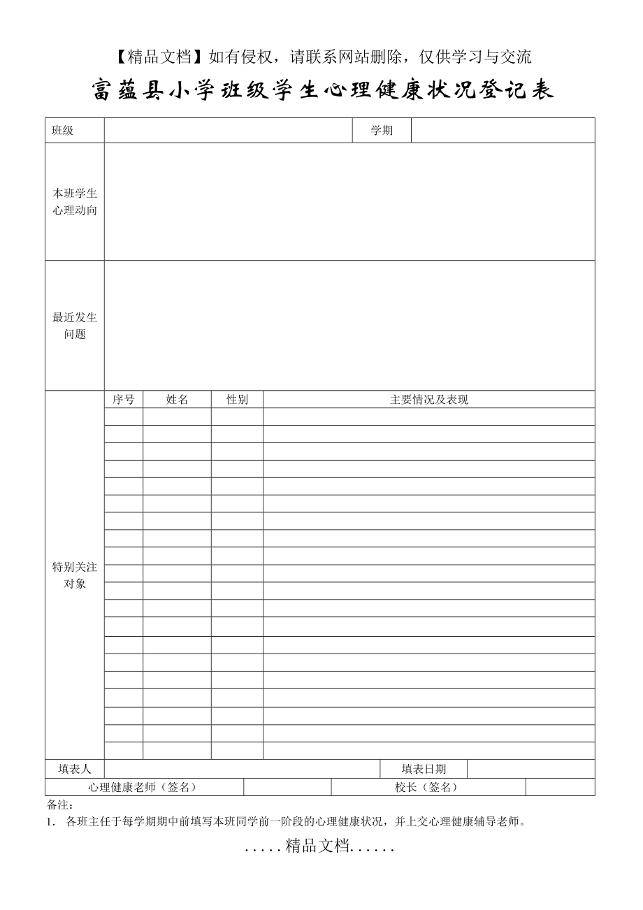 班级学生心理健康状况登记表.doc_第2页