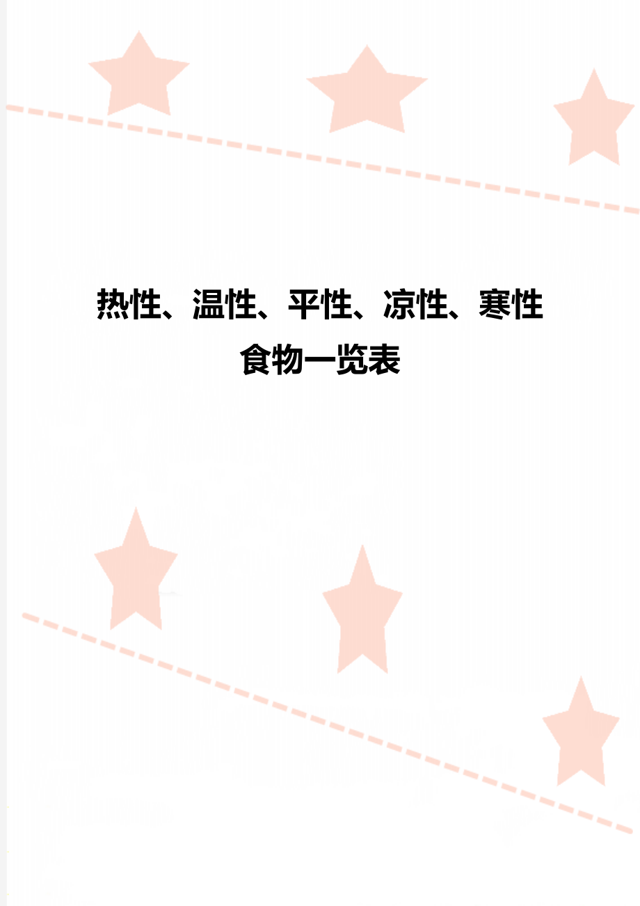 热性、温性、平性、凉性、寒性食物一览表.doc_第1页