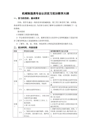 机械制造类专业认识实习实训教学大纲.doc