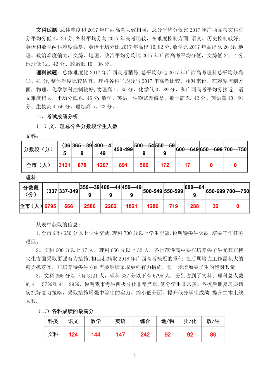 桂林市2018年高考第一次调研考试质量分析(修正稿).doc_第2页