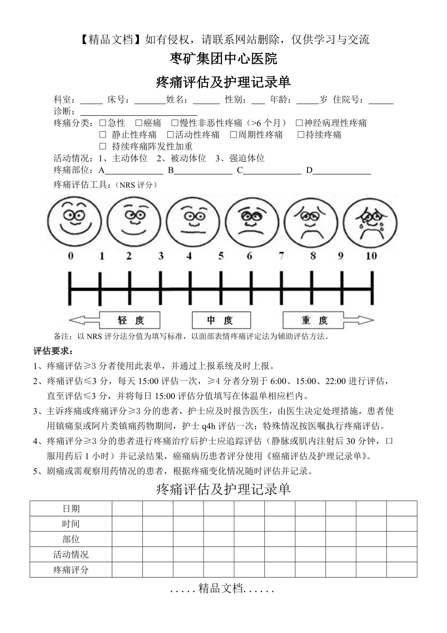 疼痛评估护理记录单第二版.doc_第2页