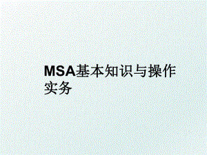 MSA基本知识与操作实务.ppt