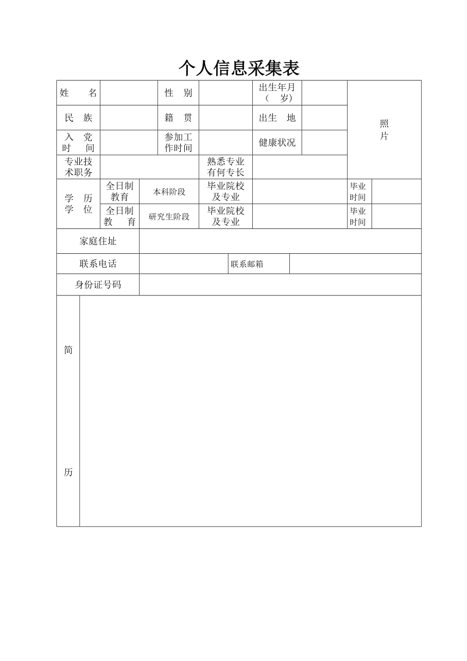 个人信息采集表【可编辑范本】.doc_第1页