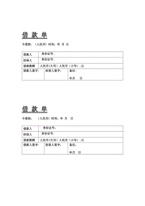 个人借款单表格【可编辑范本】.doc