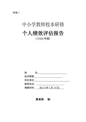 中小学校本研修个人绩效评估报告全【可编辑范本】.doc