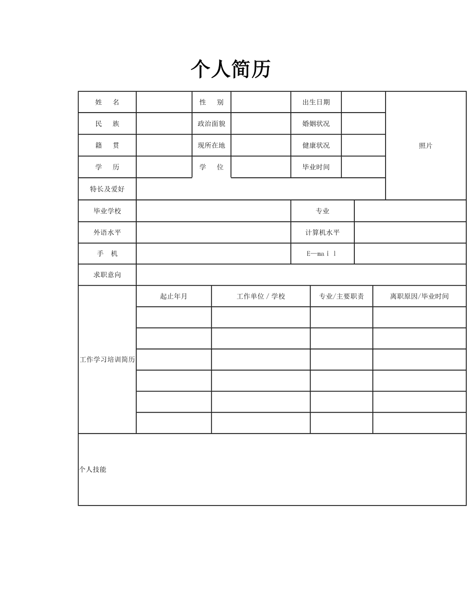 个人简历模板1【可编辑范本】.doc_第1页