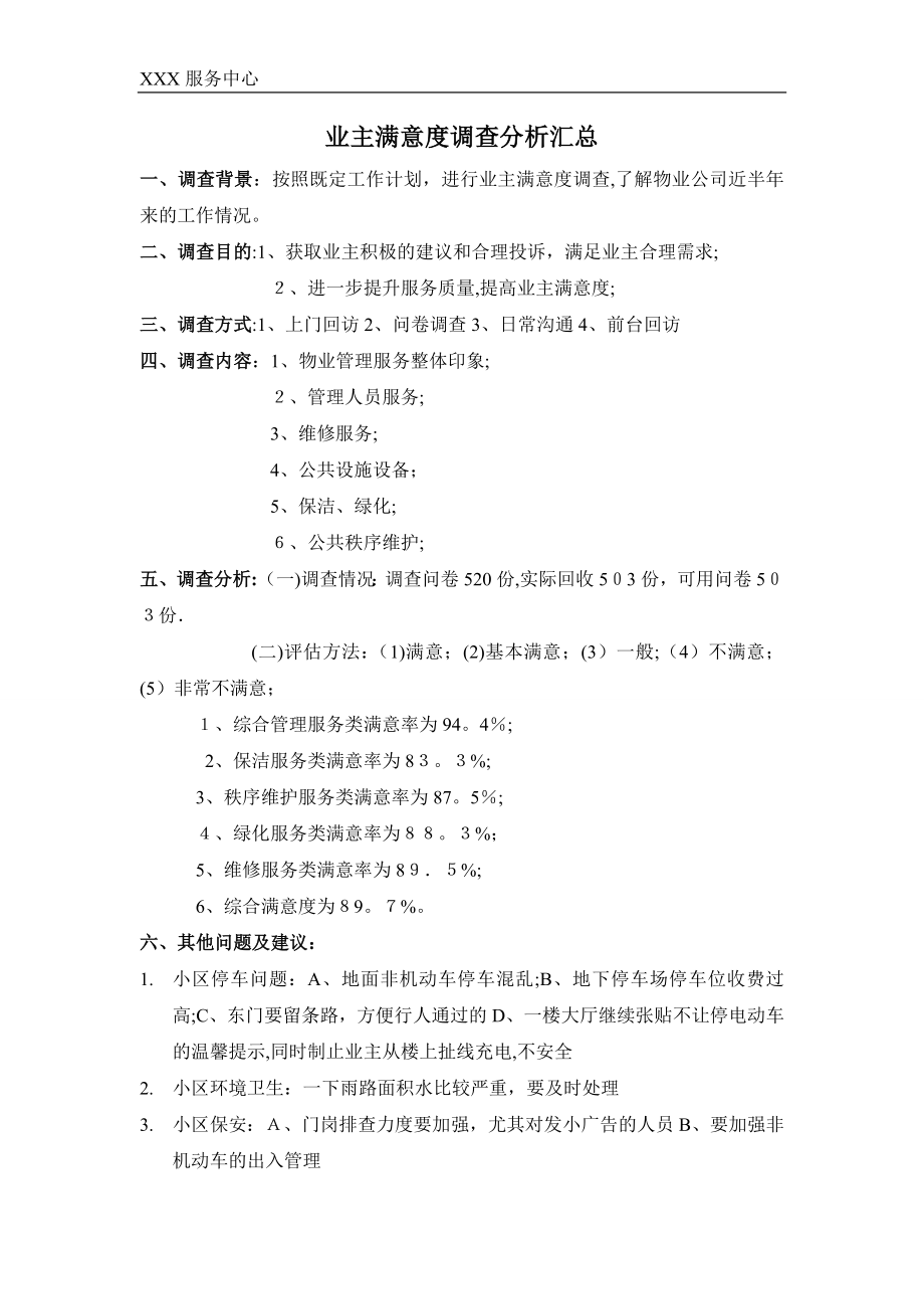 业主满意度调查分析报告【可编辑范本】.doc_第1页