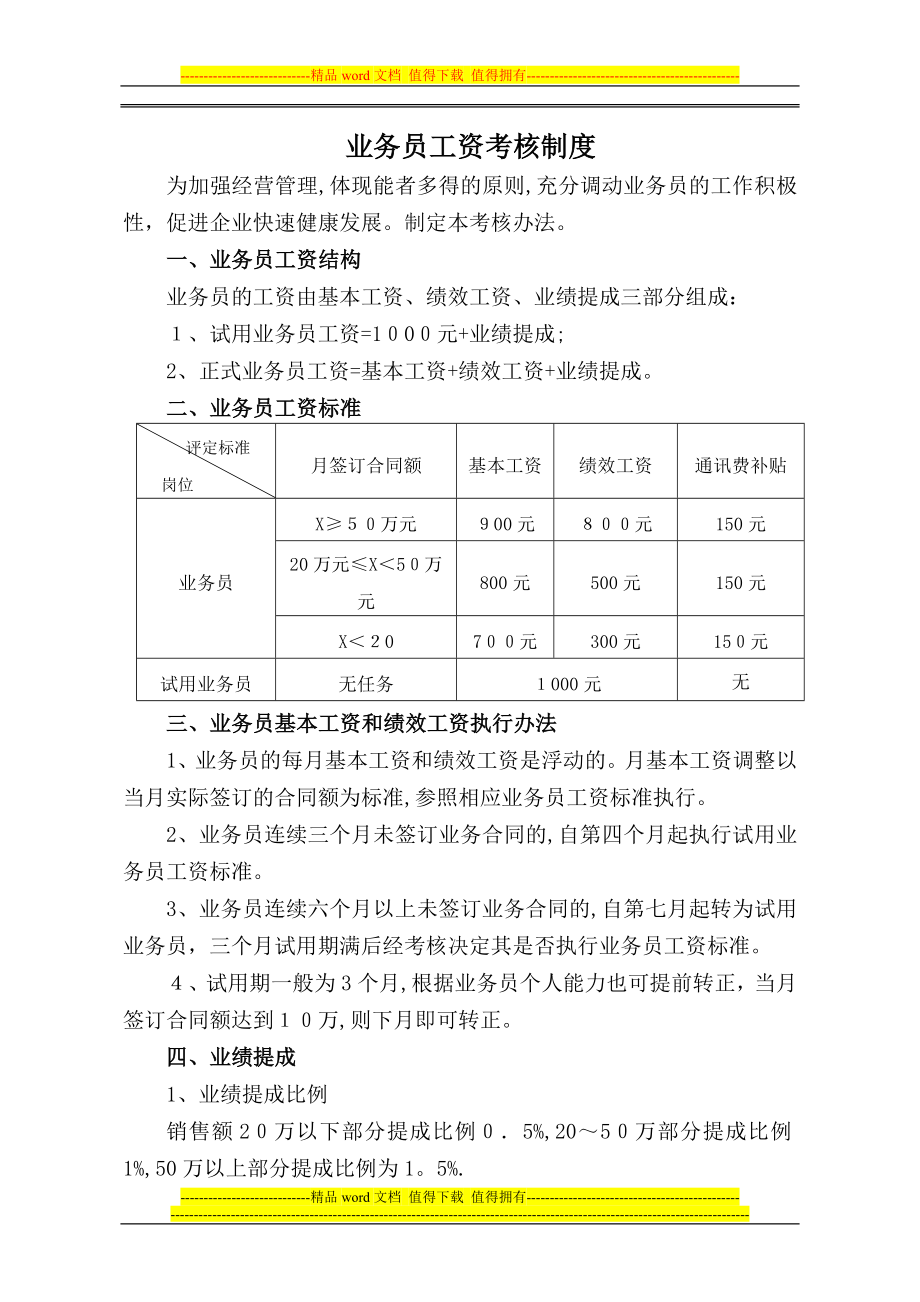 业务员工资考核制度【可编辑范本】.doc_第1页