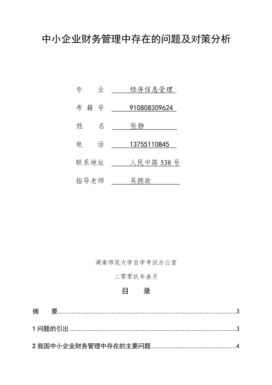 中小企业财务管理中存在的问题及对策分析【模板范本】.doc_第2页