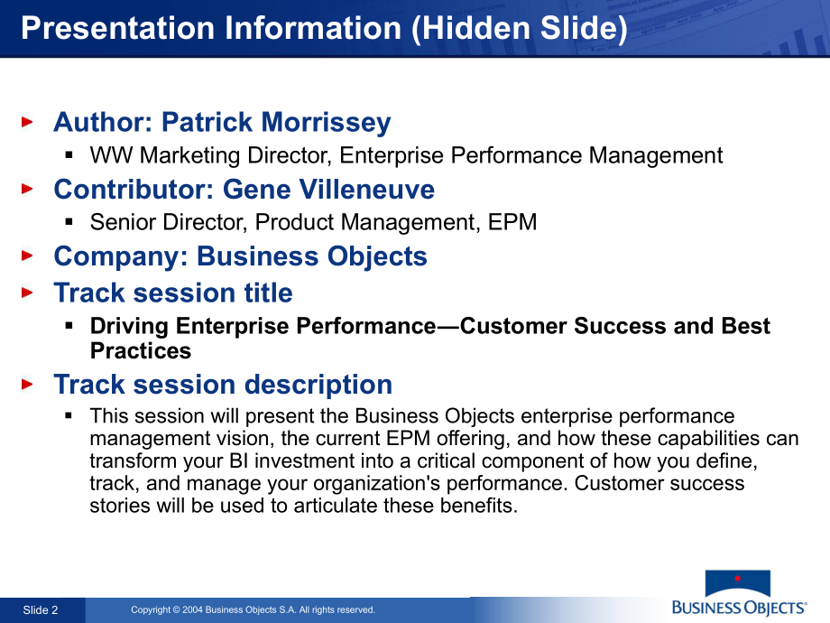 Driving Enterprise Performance Customer Success and Best Practices EPM and your organization.ppt_第2页