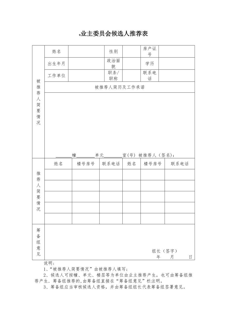 业主大会筹备组成员自荐、推荐表【可编辑范本】.doc_第2页