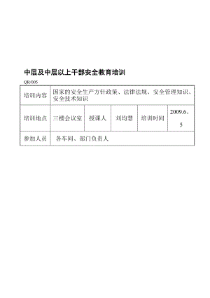 中层及中层以上干部安全教育培训【模板范本】.doc