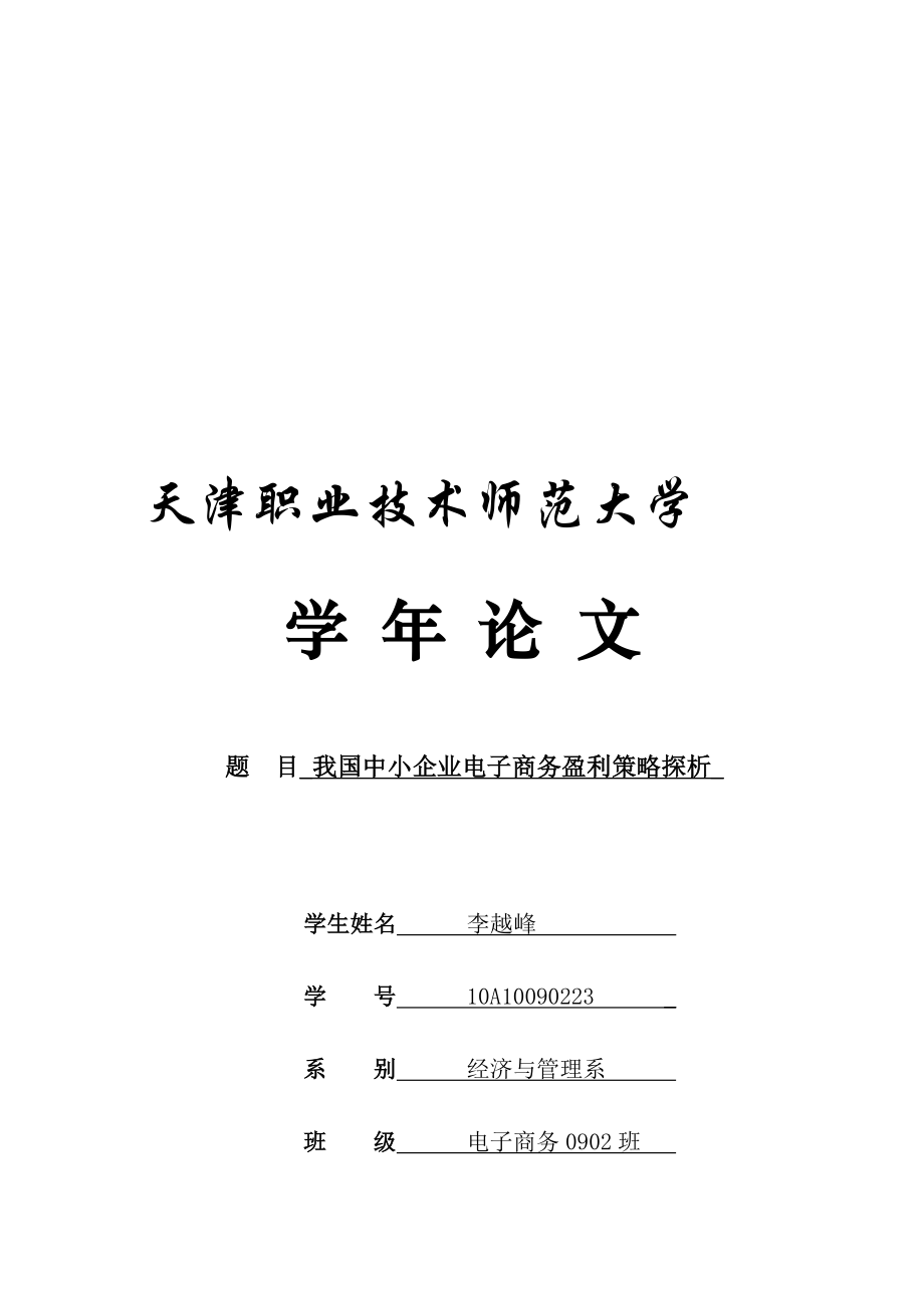 中小企业电子商务盈利策略探析【模板范本】.doc_第1页