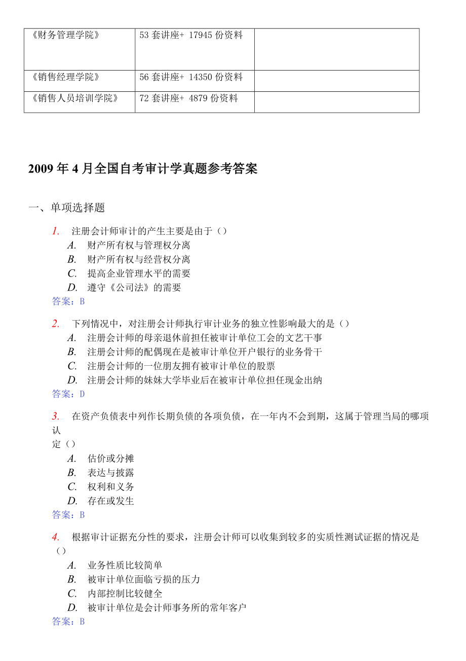 全国自考审计学考试真题与答案.docx_第2页