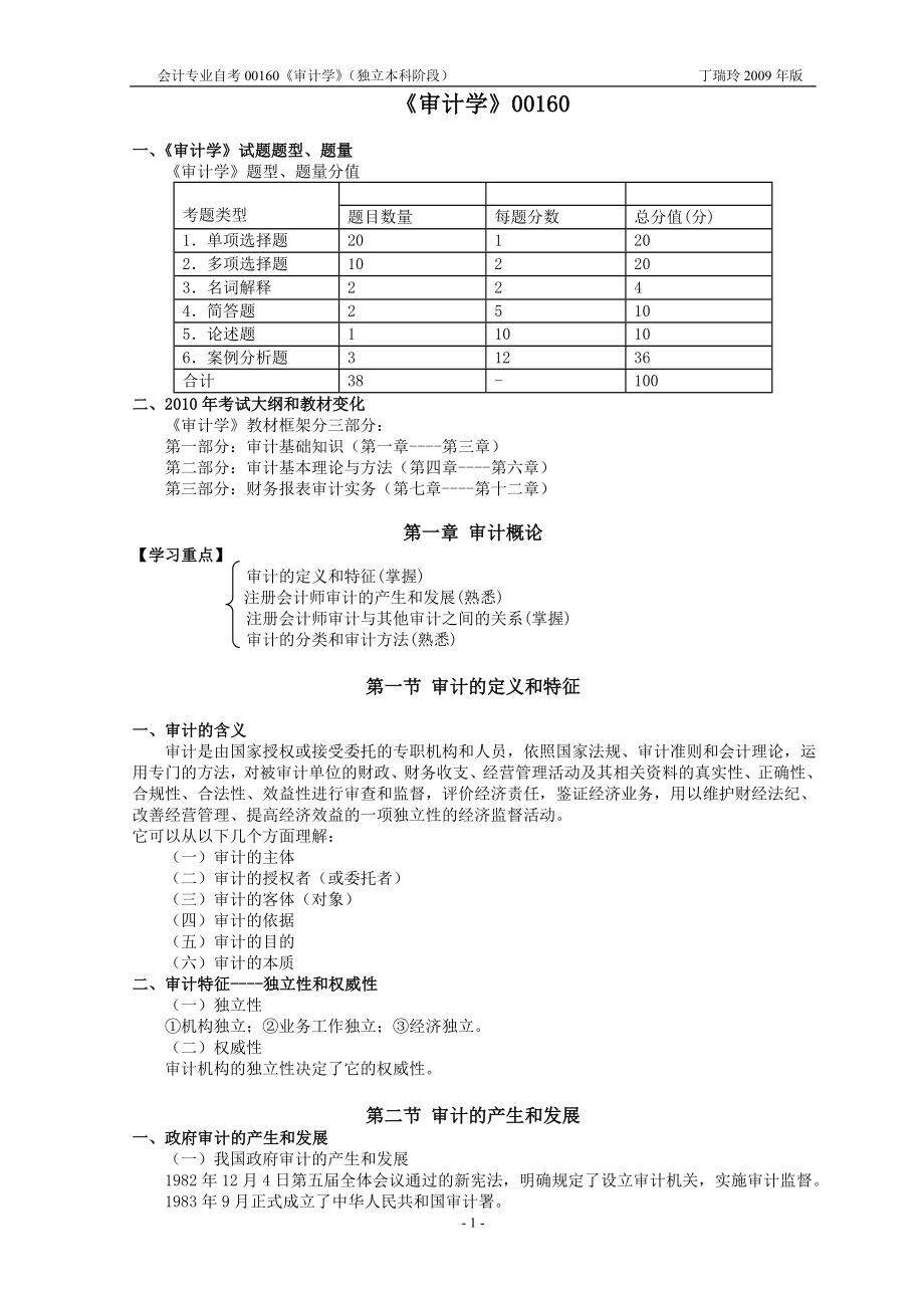 自考《审计学》串讲讲义.docx_第1页