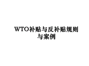 WTO补贴与反补贴规则与案例.ppt