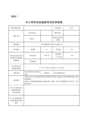 中小学劳动实践教育项目申报表【可编辑范本】.doc