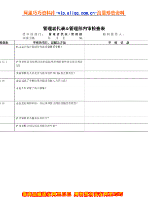 管理者代表&管理部内审检查表.docx