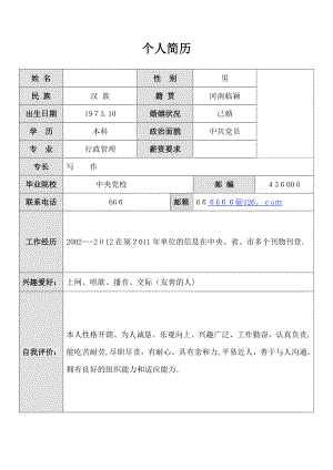 个人简历简单版【可编辑范本】.doc