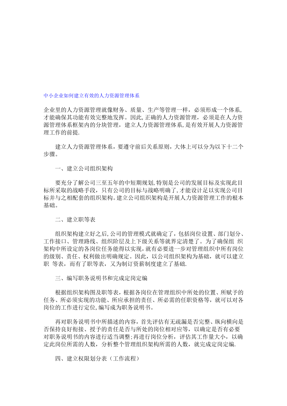 中小企业如何建立有效的人力资源管理体系【模板范本】.doc_第1页