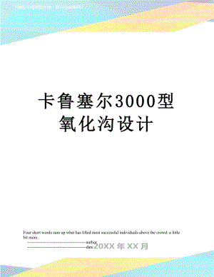 卡鲁塞尔3000型氧化沟设计.doc