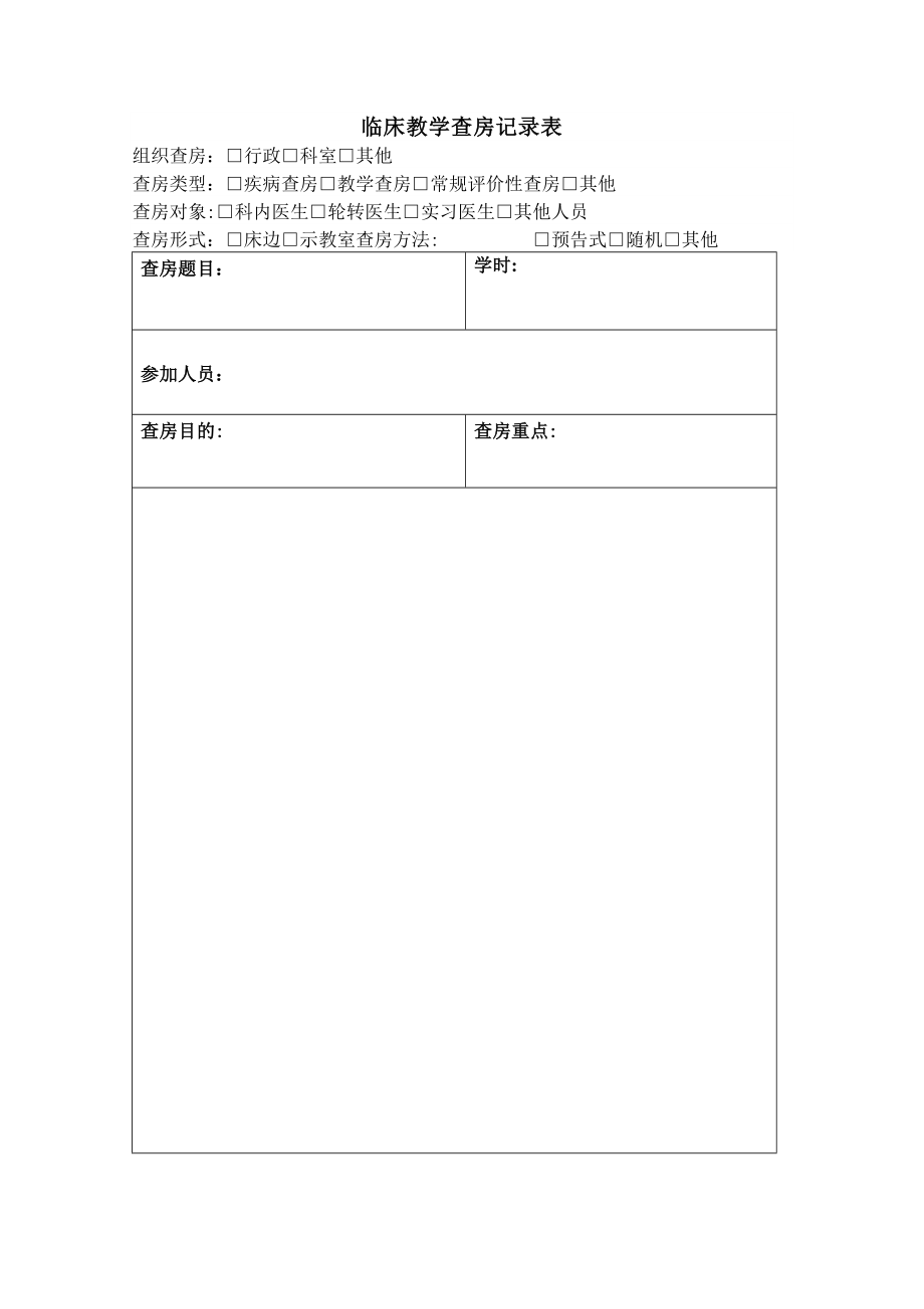 临床教学查房记录表模版【可编辑范本】.doc_第1页