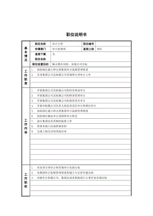 审计监察部_审计主管_岗位说明书.docx