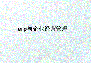 erp与企业经营.ppt