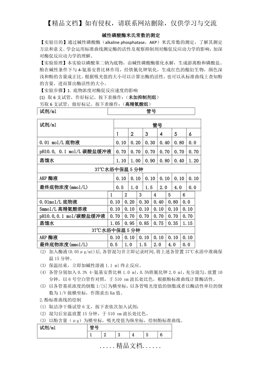 碱性磷酸酶米氏常数的测定.doc_第2页