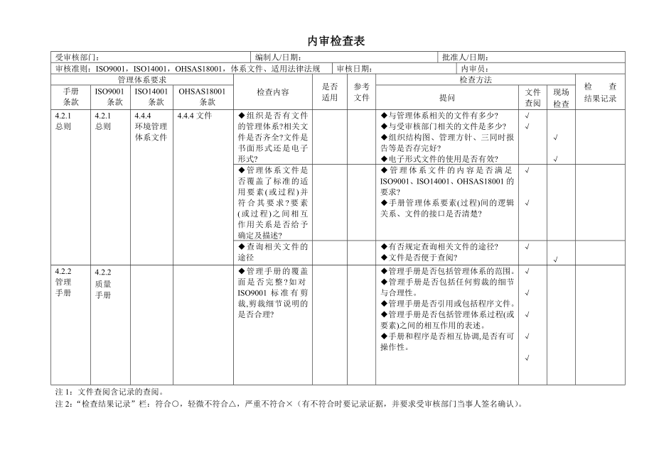 三体系内审检查表(1).docx_第1页