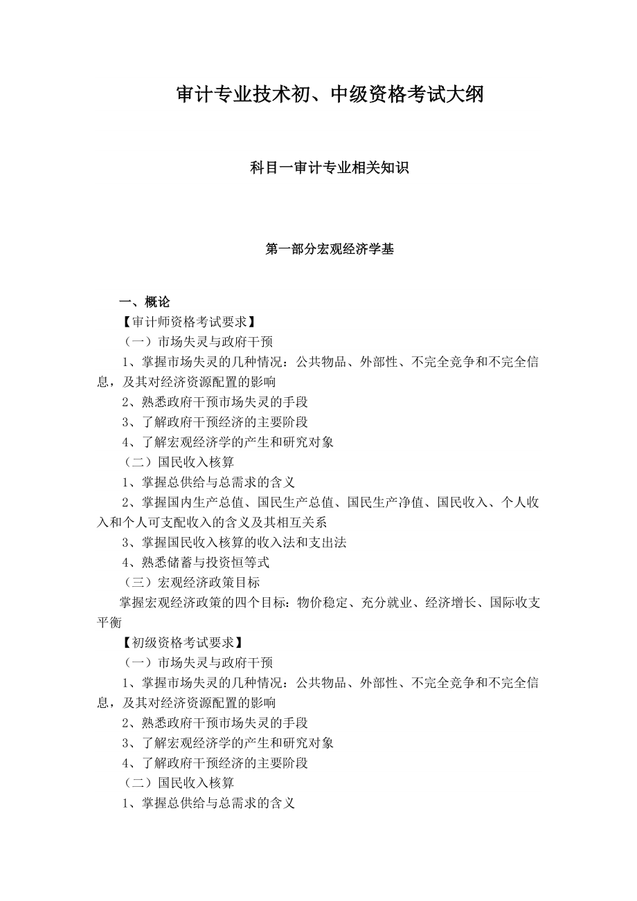 审计专业技术初、中级资格考试大纲.docx_第1页