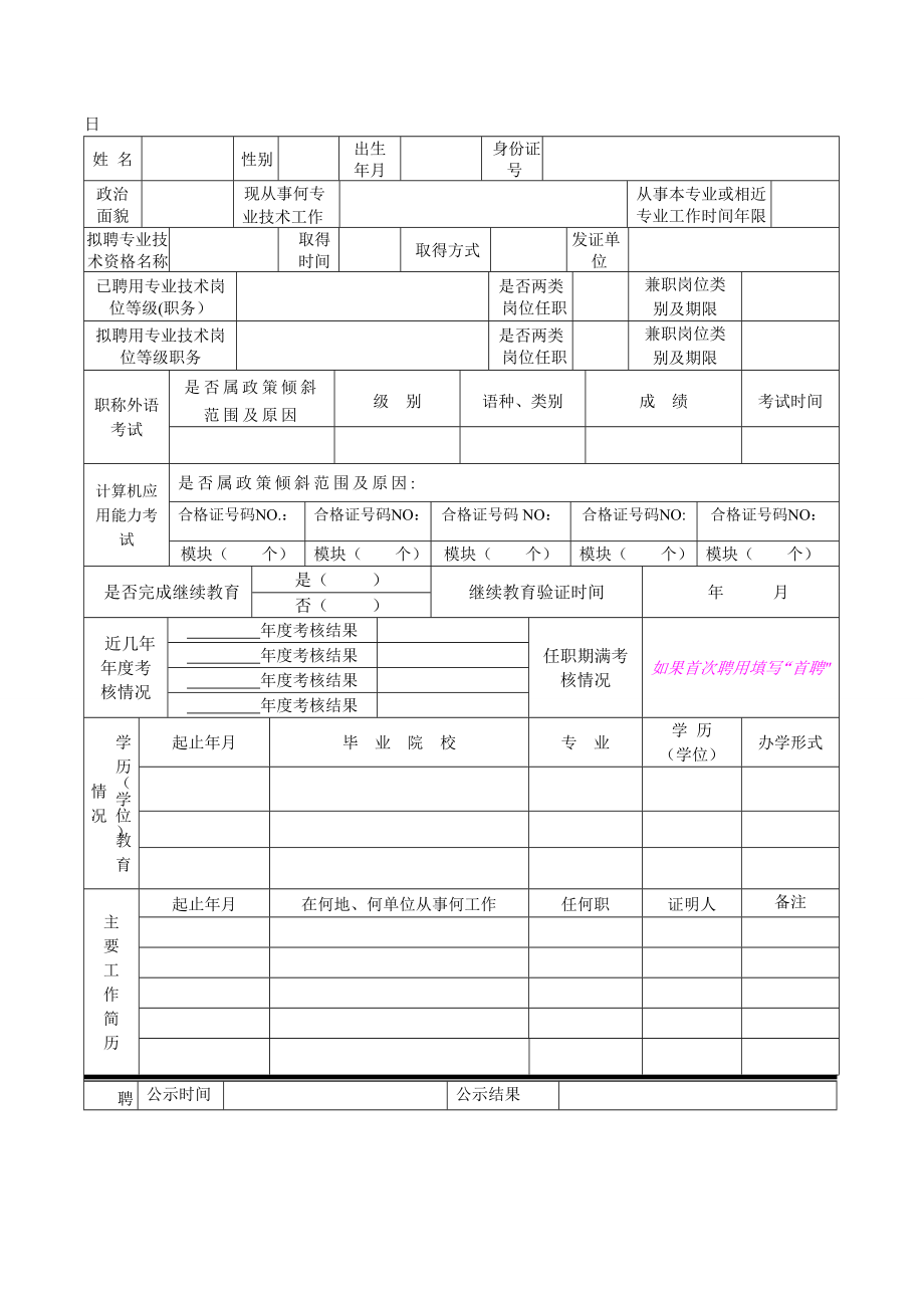 专业技术岗位聘用(续聘)申请表(个人)【模板范本】.doc_第2页