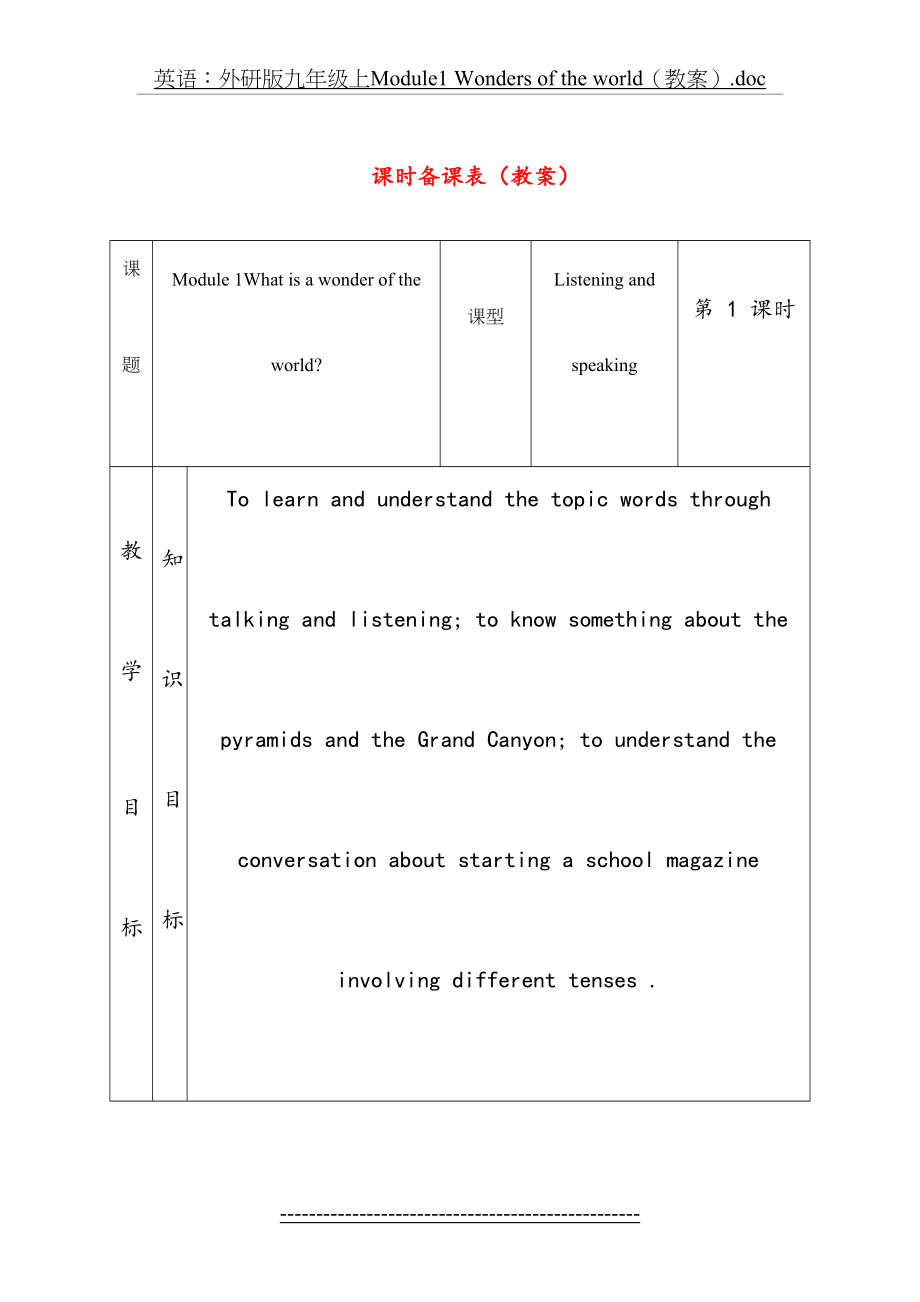 外研版九年级英语上册Module1教案.doc_第2页