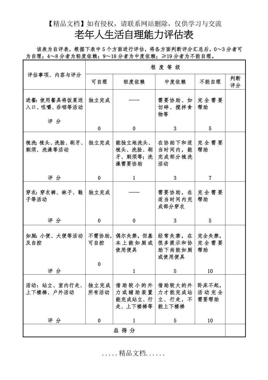 老年人生活自理能力评估表第三版.doc_第2页